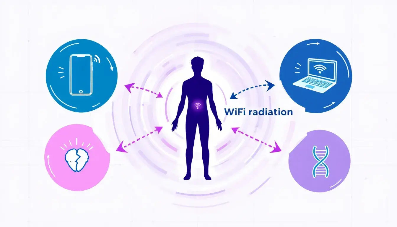 Symbol of WF radiation illustrating the diverse range of devices and their interactions in technology.