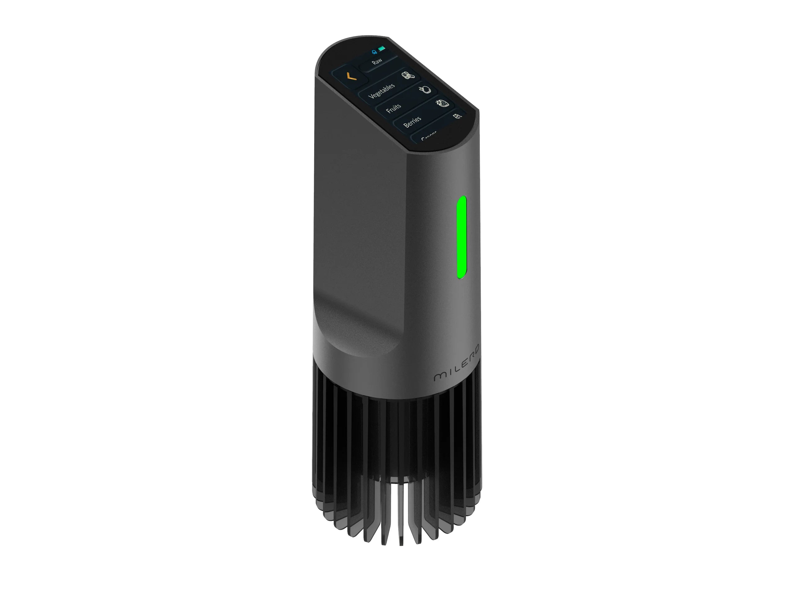 Milerd Detoxer featuring a bright green light, positioned against a neutral background.