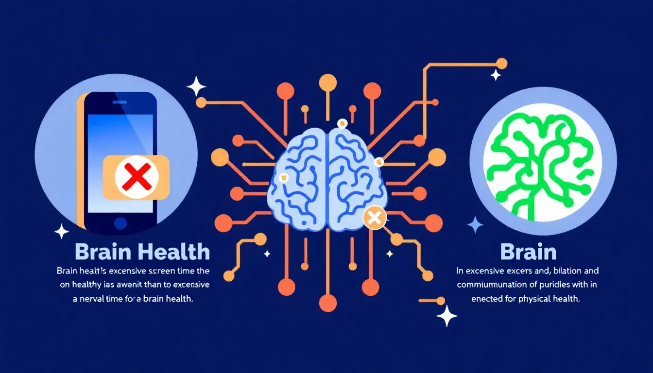 Illustration of a human brain with symbols representing brain health and wellness surrounding it.
