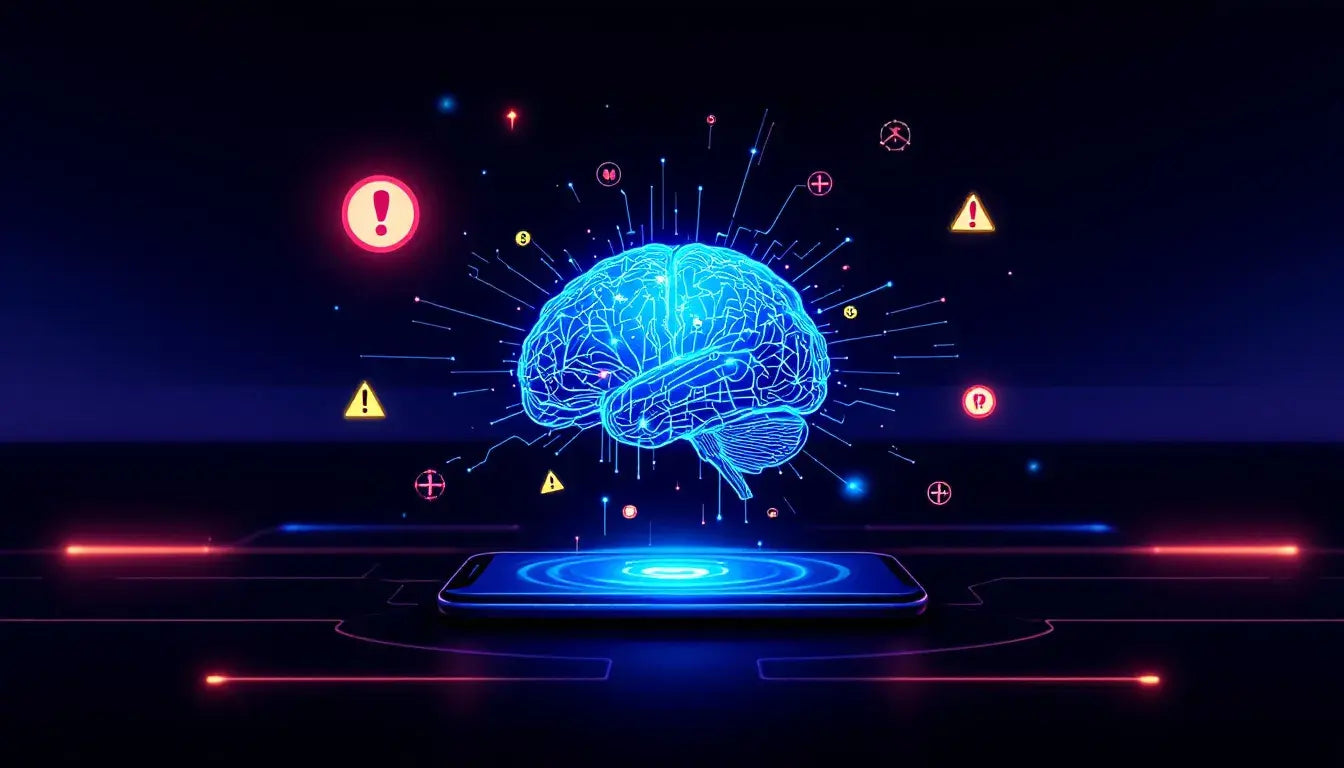 A computer screen displaying a brain graphic, symbolizing cognitive technology or artificial intelligence.