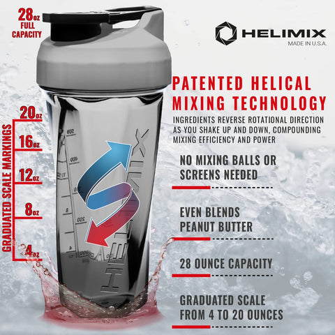 Helimix 2.0 Vortex Yellow Portable Pre-Workout Blender Shaker Bottle - 28 oz