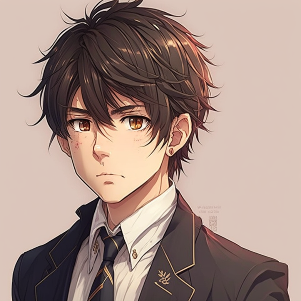 anime guy with brown hair and brown eyes