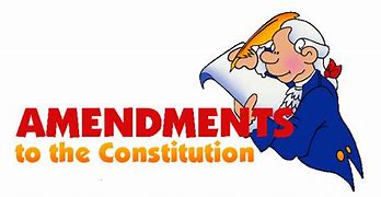 Clip art of forefather signing constitution with the words 'Amendments to the Constitution'.