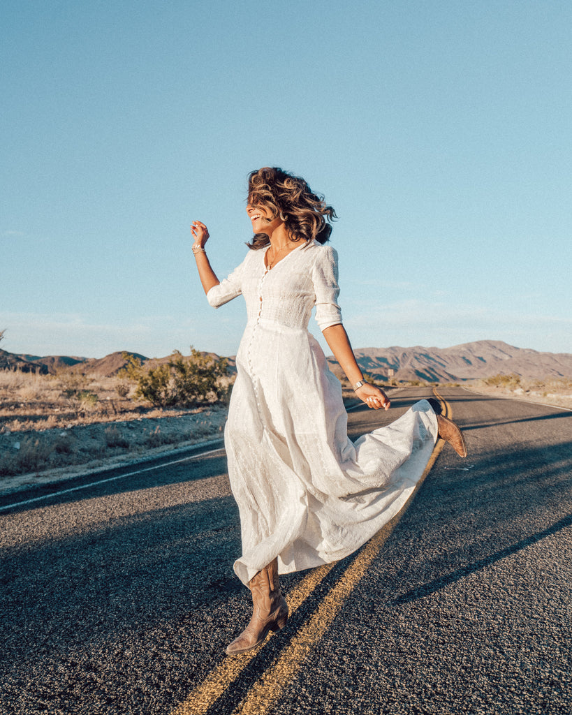 white boho dress