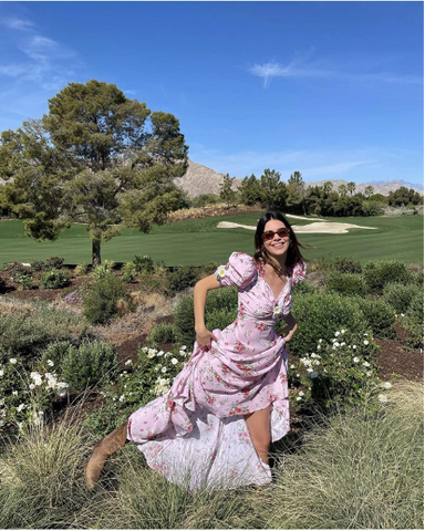 Kendall Jenner in Pink Floral Dress