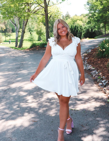 jadedelaronde annabelle dress in white grad day outfit inspo her empire boutique