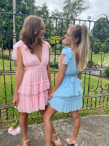 Destined For You Dress in Pink & Blue