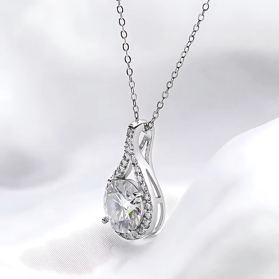 Women's Silver Sky Drop Necklace with Sparkling Diamond Drop Pendant