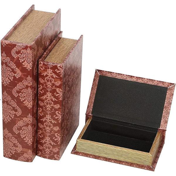 Hosley 2 Sets Storage Memory Book Box Set /3, Gray White Farmhouse