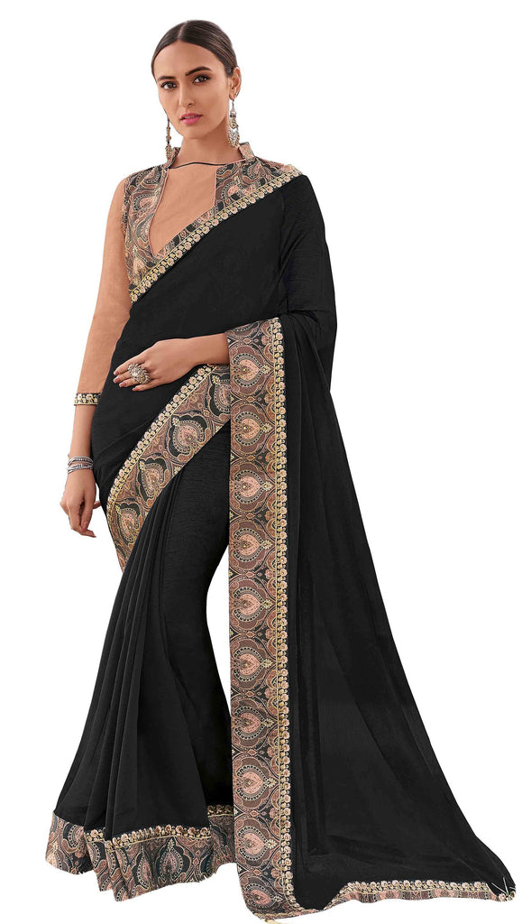 black chiffon saree party wear