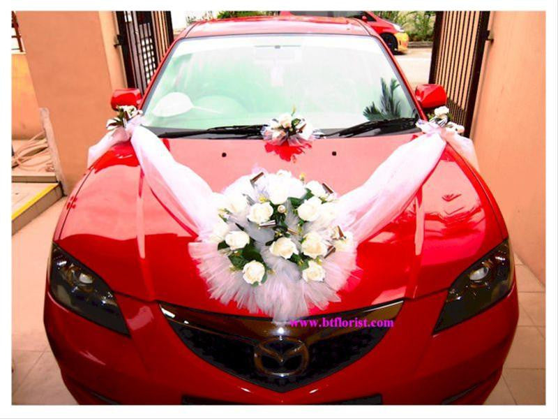 White Roses Car Decor WED0619 BTflorist