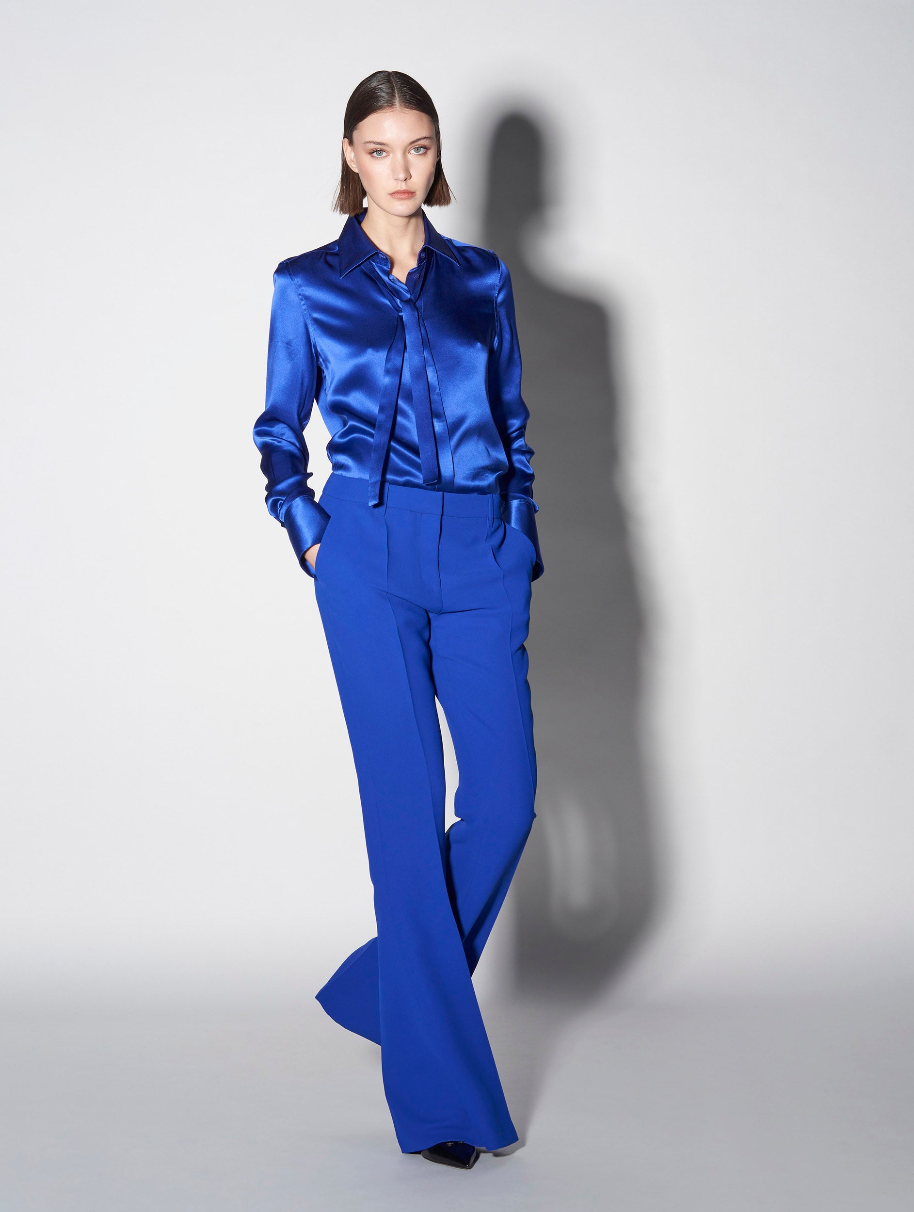 Blue crepe fabric flared suit trousers - Barbara Bui US E product image