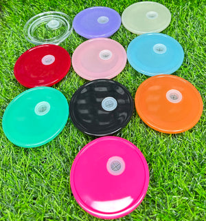 COLORED PLASTIC LIDS FOR 16OZ&20OZ GLASS CAN TUMBLERS - HalesBoutiqueCo
