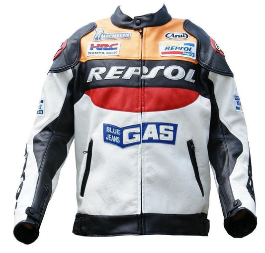 Men Honda Repsol GAS Motorbike Racing Leather Jacket