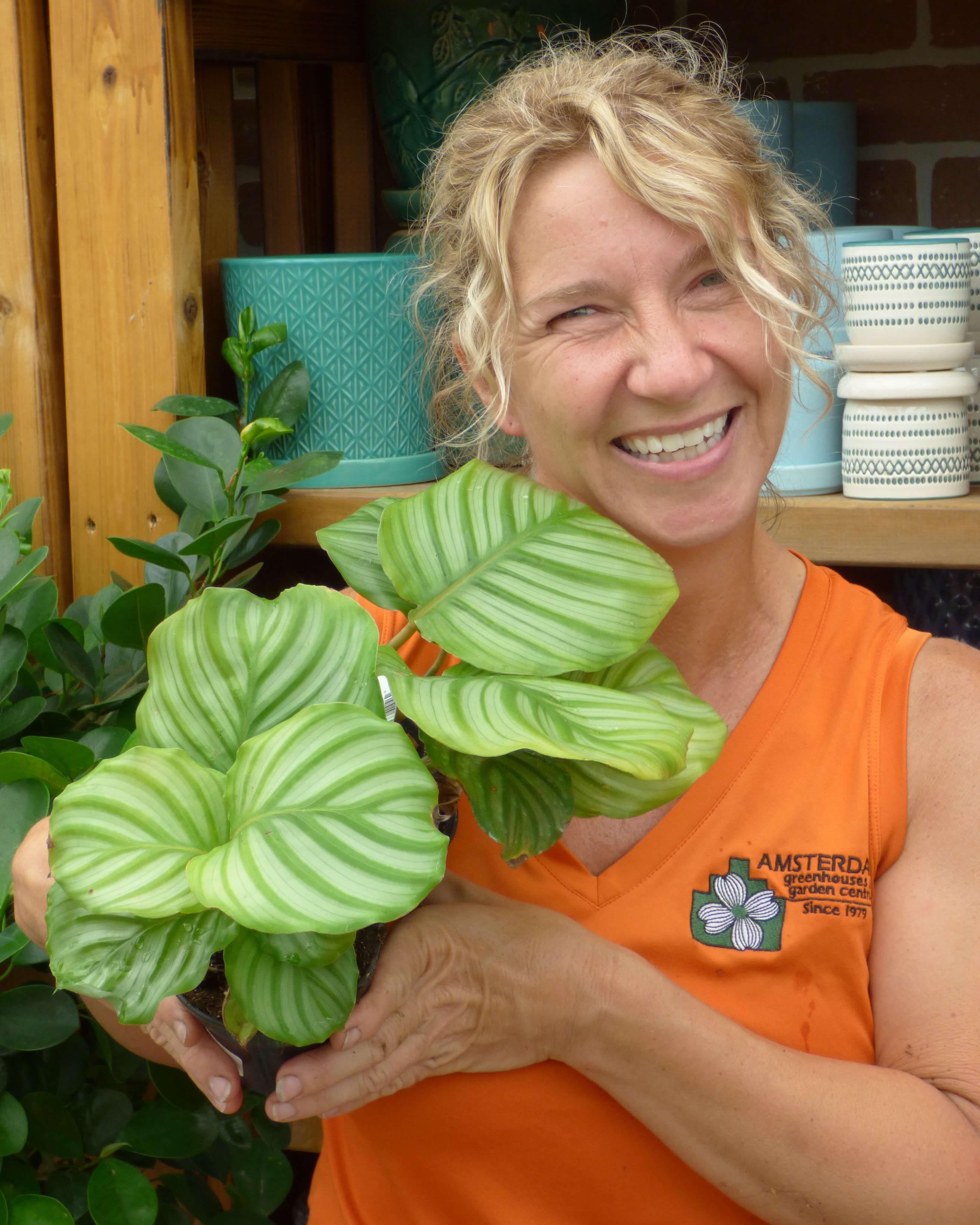 Kathryn with Round-Leaf Prayer Plant (Calathea orbifolia)