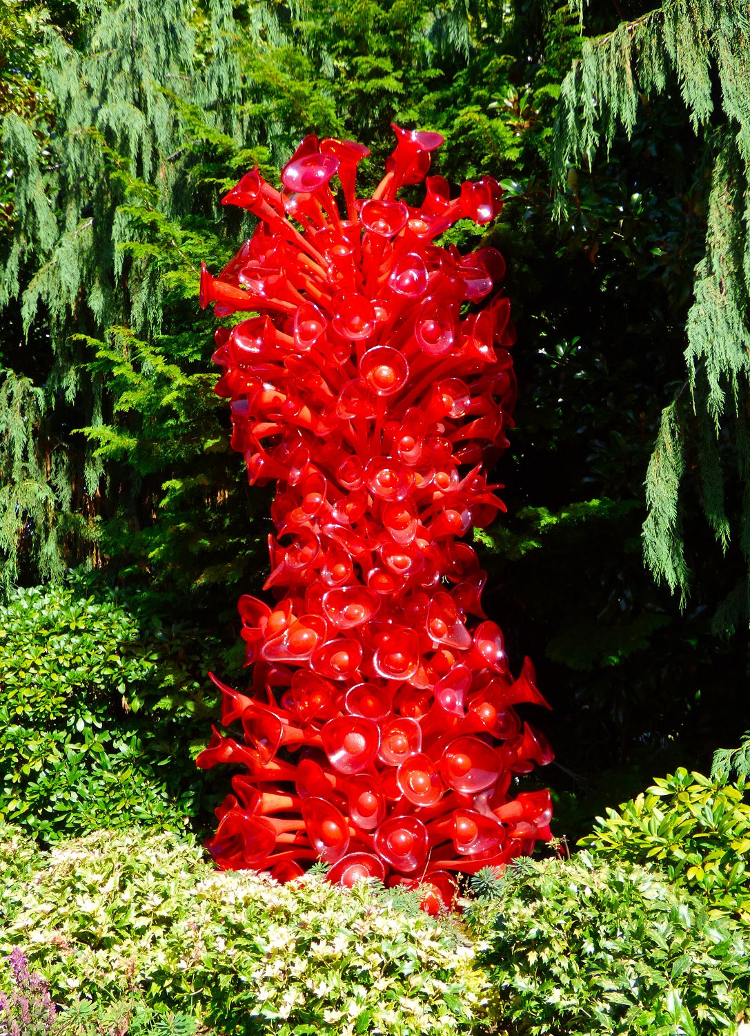 Red Mexican Hat Tower at Chihuly Garden and Glass