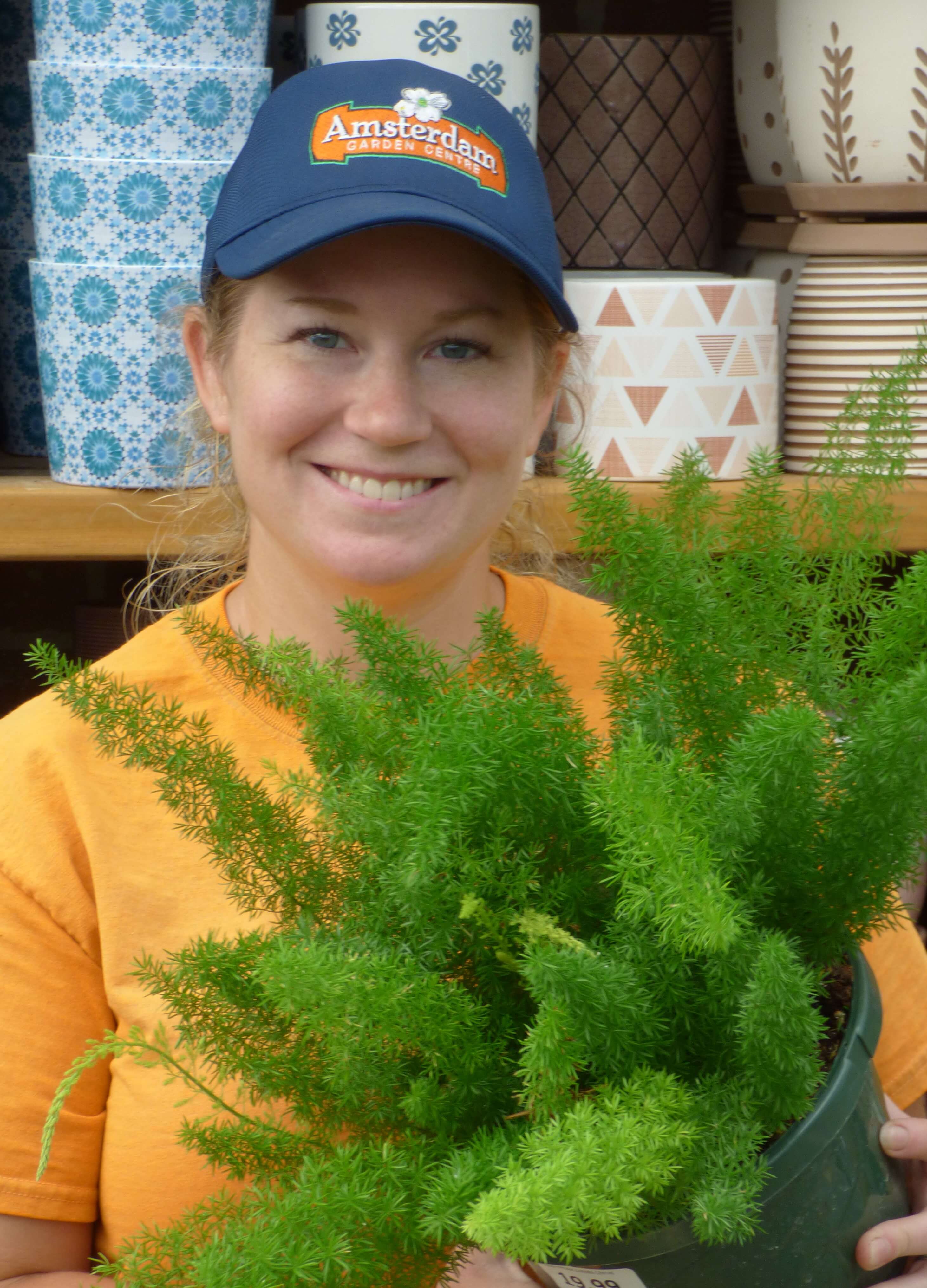 Candice with Foxtail Fern (Asparagus densiflorus ‘Myers’)