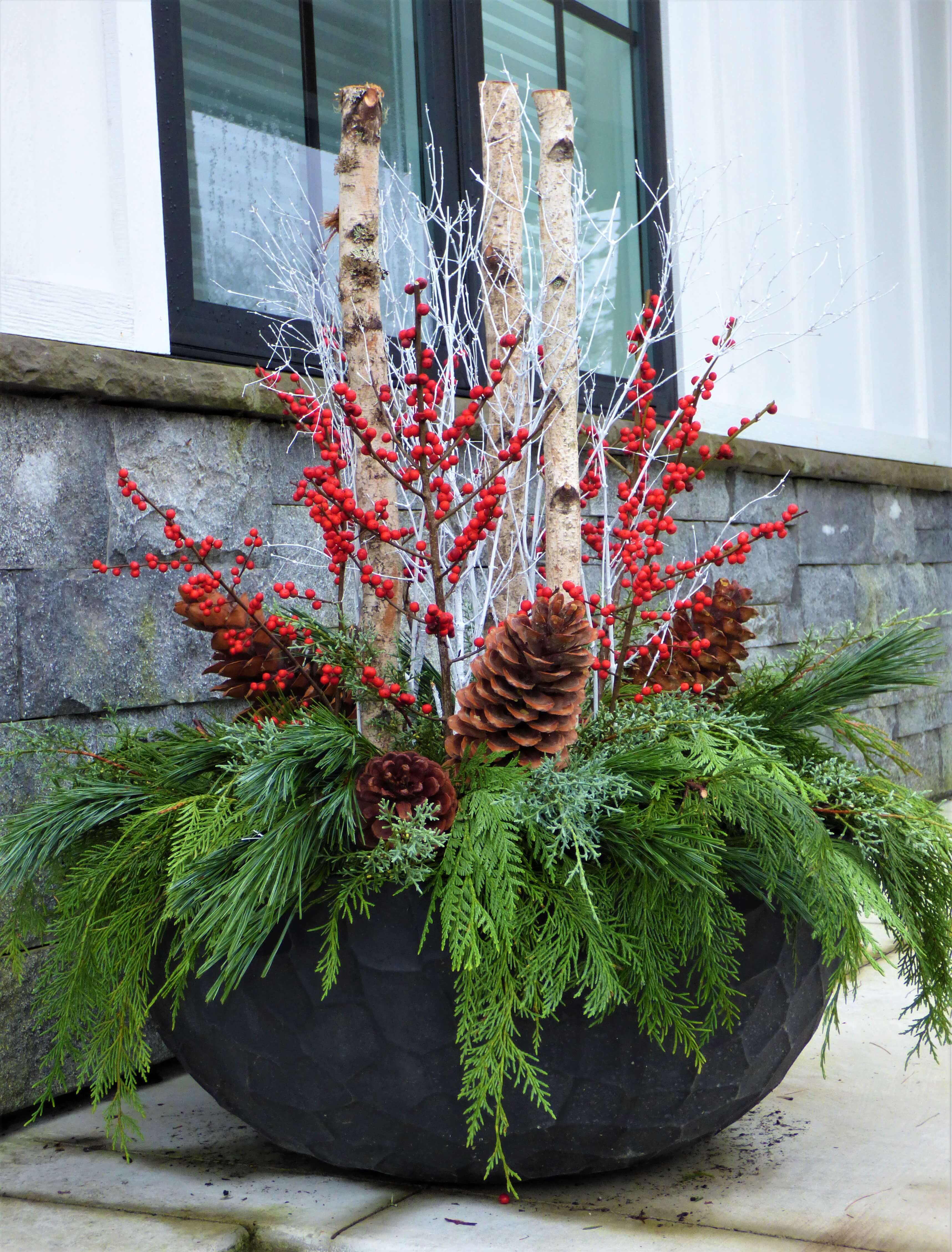 Christmas porch pot