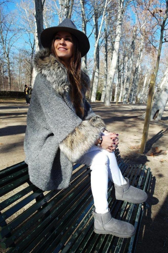 Abrigo de gris con capucha pelo - Valentina Del Sur