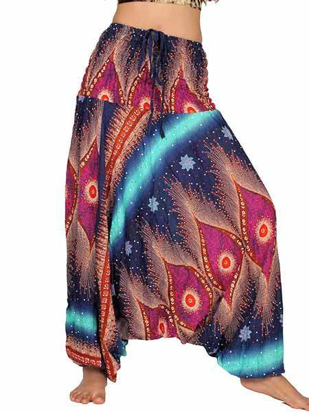 Pantalón hippie bombacho / mono estampado universo - - Valentina Del Sur
