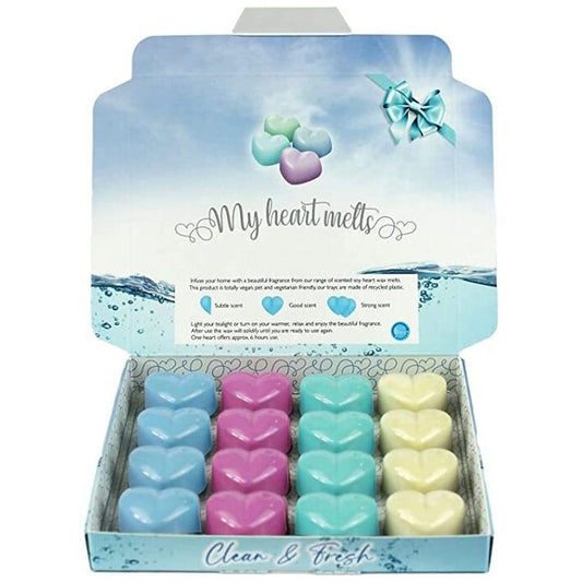  Clean & Fresh Wax Melts: 16 x 5g Heart Shaped Scented Wax Melts,  Vegan & Pet Friendly, Cruelty & Plastic Free, Candle Alternative : Home &  Kitchen