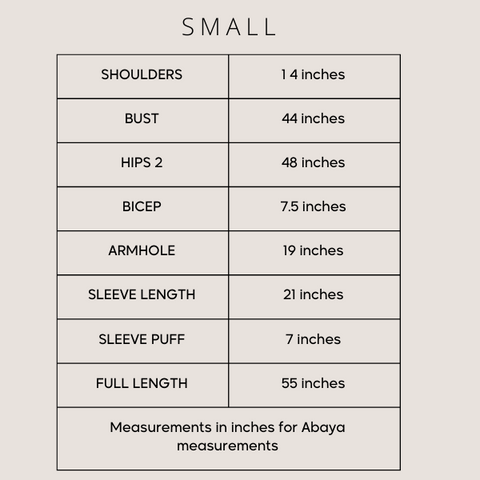 small measurements chart