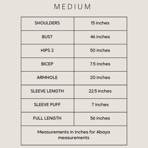 Measurements Chart Medium