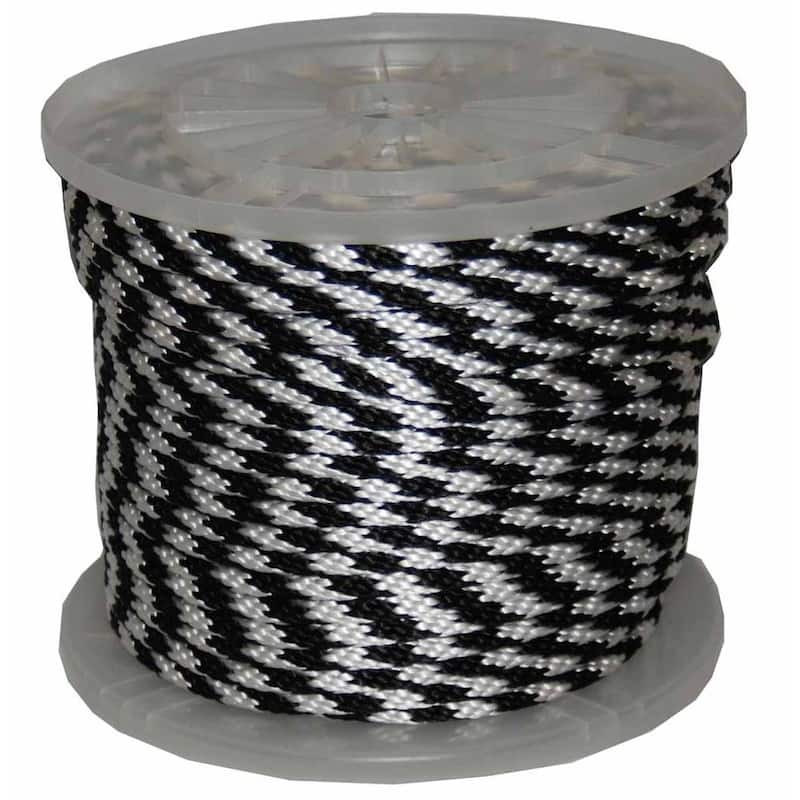 1/2 in. x 300 ft. Solid Braid Multi-Filament Polypropylene Derby Rope in Black and White