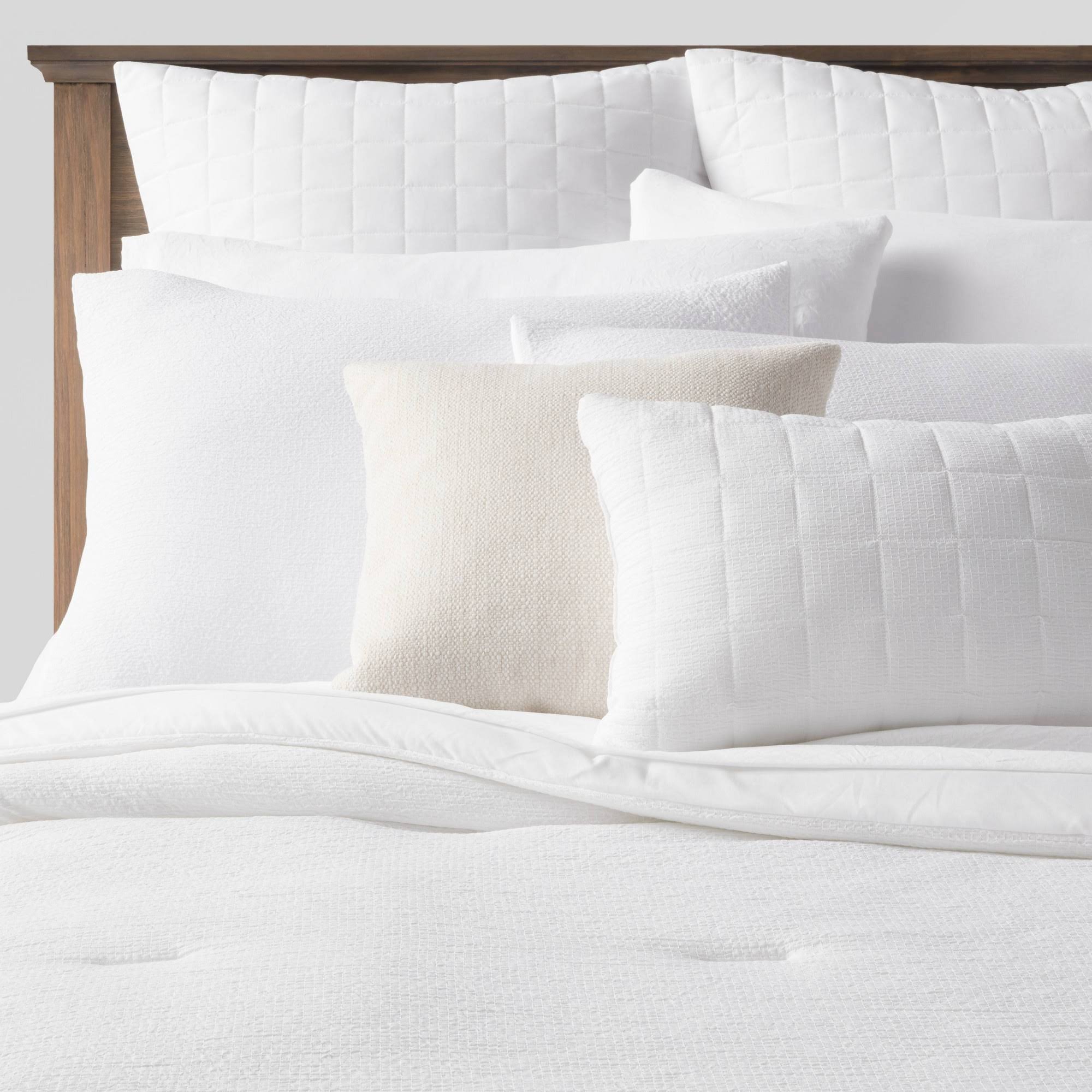 12pc Full Micro Texture Comforter & Sheet Bedding Set White - Threshold KRR2_L1QFJ45