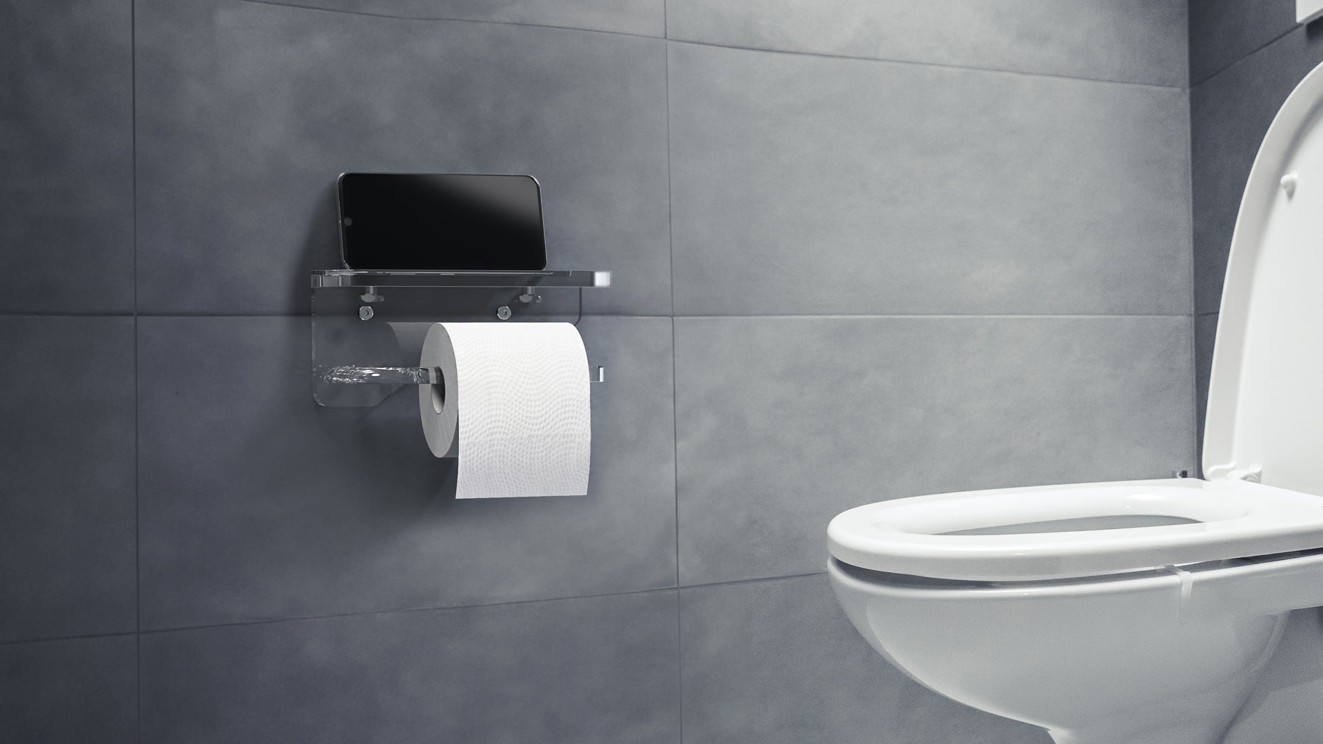 SINGLE TOILET PAPER HOLDER IN CLEAR ACXRYLIC-banner 03.jpg__PID:597faa05-b298-4d3e-8d80-f884e05b8851