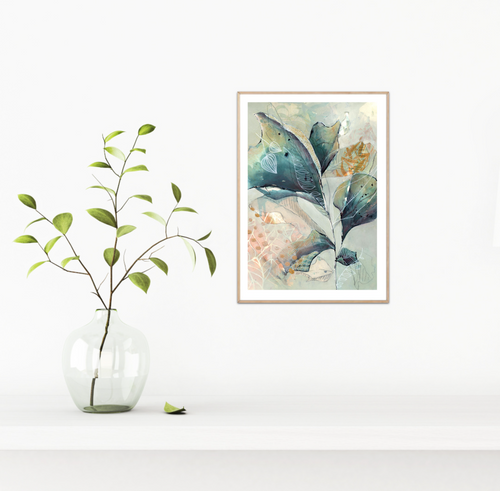 relaxing artwork print special offer, nature inspired art interior decor, turquoise and teal