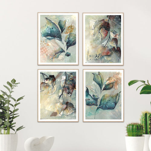 nature inspired calming art prints, abstract botanical artwork