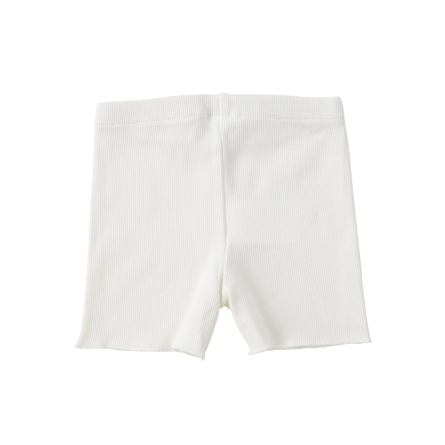 YELL OH WHITE RIBBED SHORTS [Final Sale]