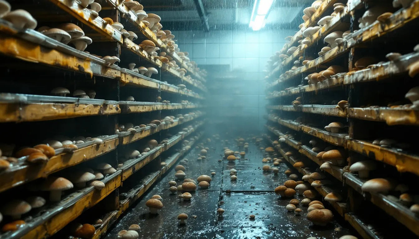 High humidity in indoor mushroom cultivation environment