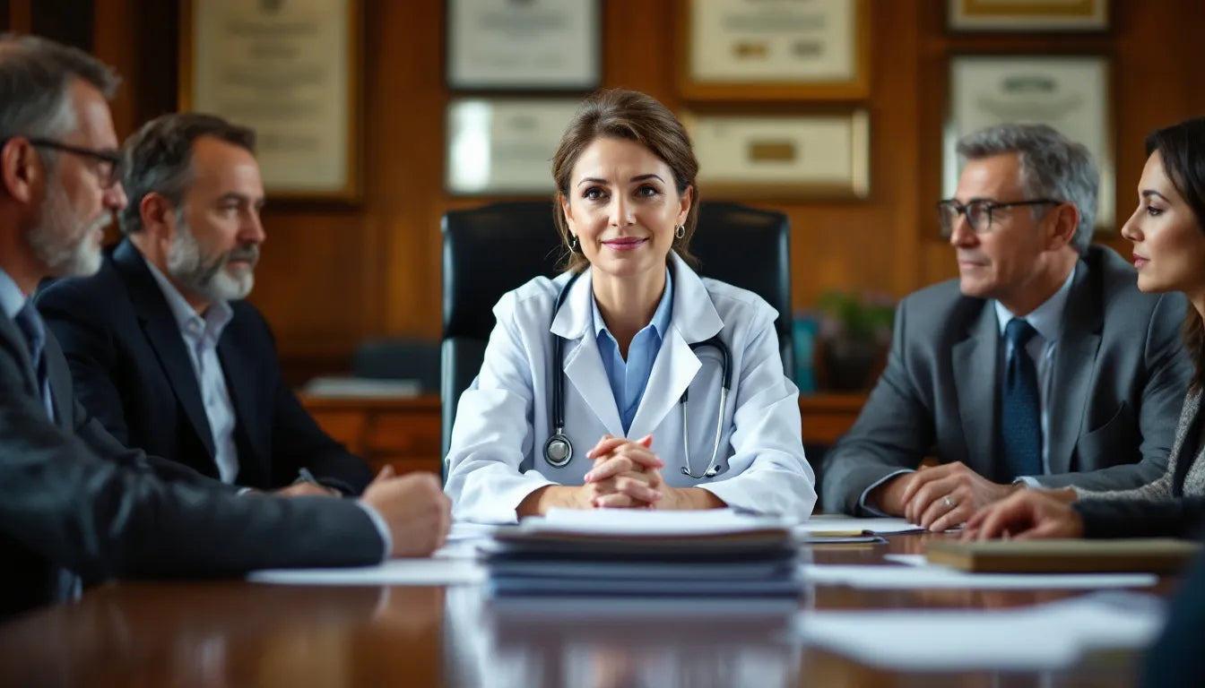 Doctor meeting with ethics panel regarding treatment