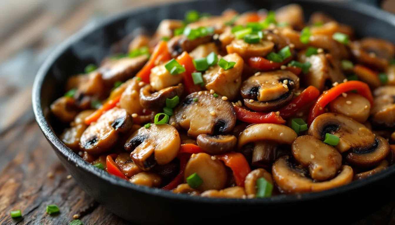 Mushroom stir fry as part of a healthy diet