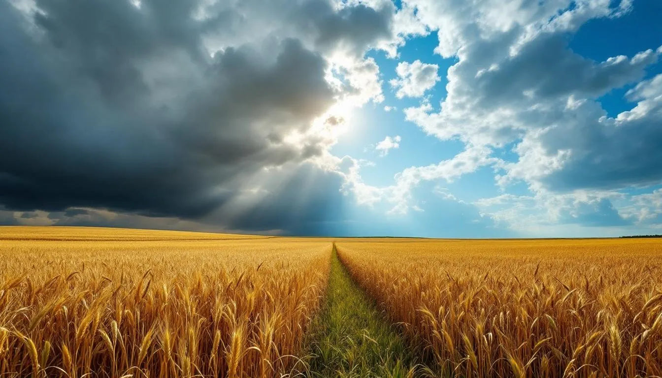 Crop field in variable temperature and moisture