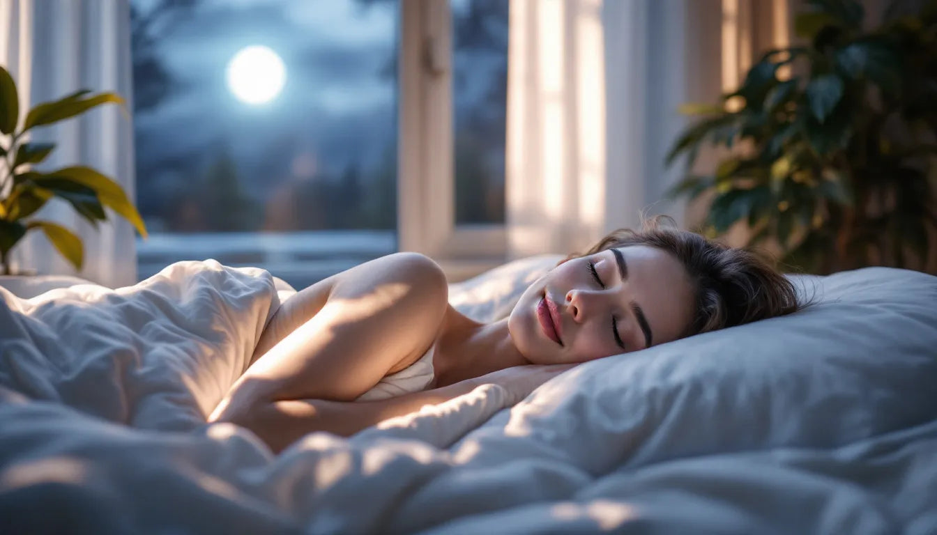 Person sleeping soundly under moonlight