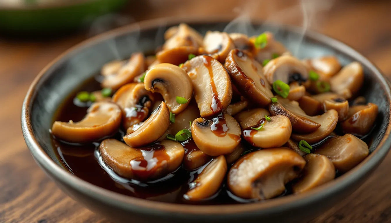 Shiitake mushrooms served with umami-rich soy sauce
