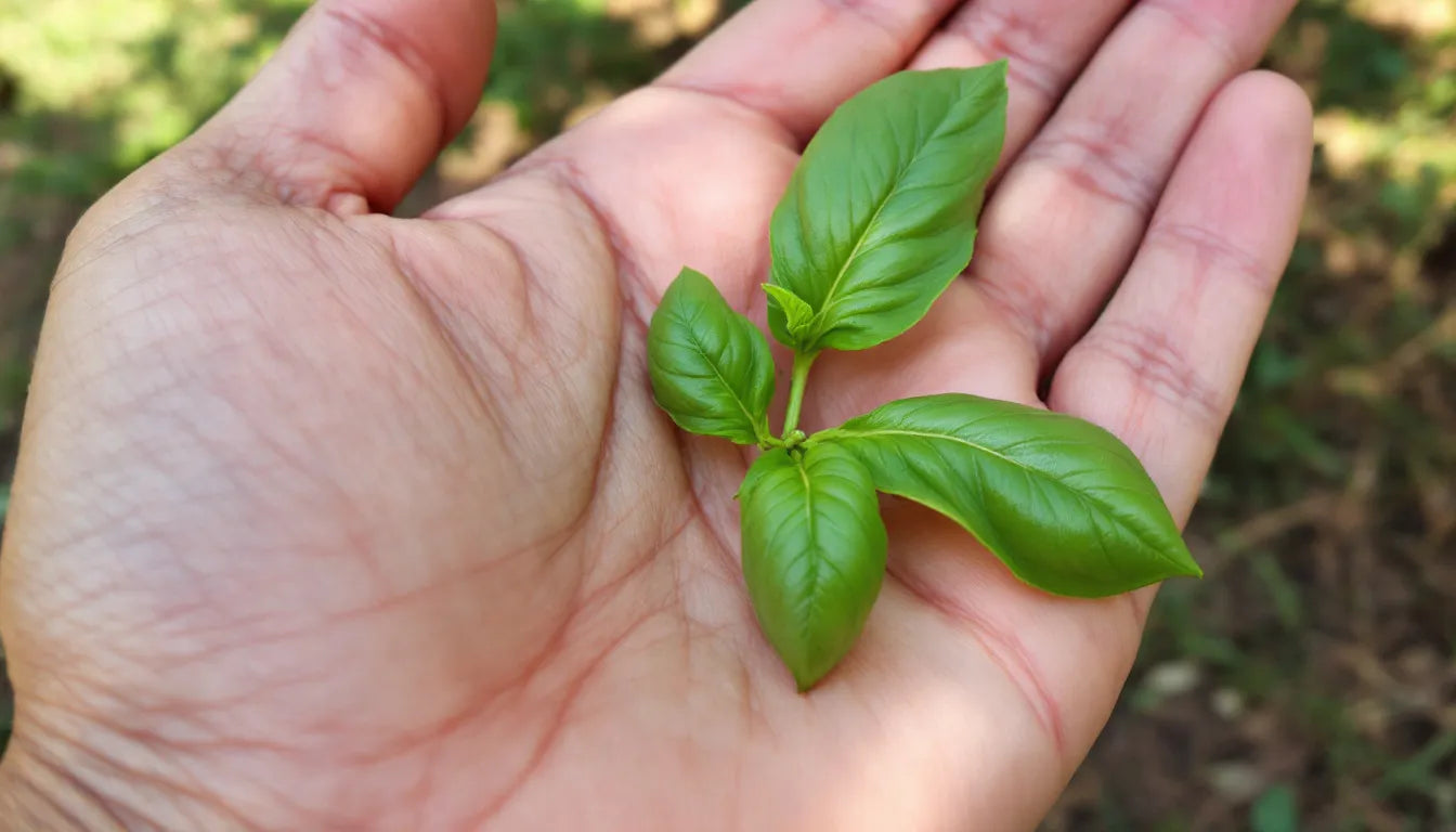 person holding rosebay willowherb leaves outdoors