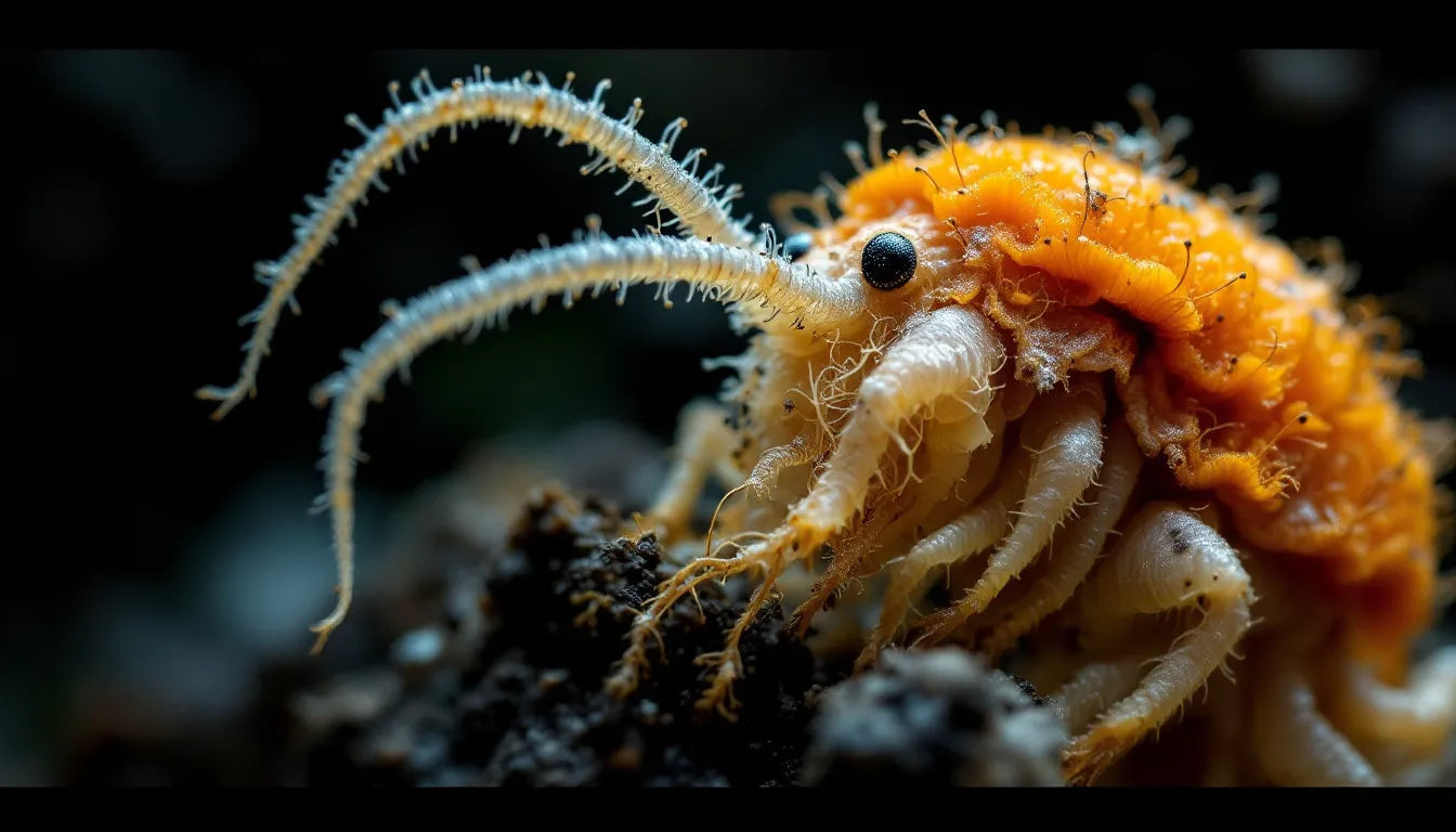 A close-up image of Cordyceps mushroom growing on an insect.