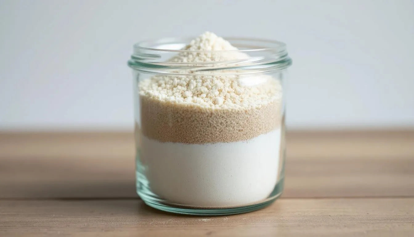 Glass jar with vermiculite and brown rice flour mixture