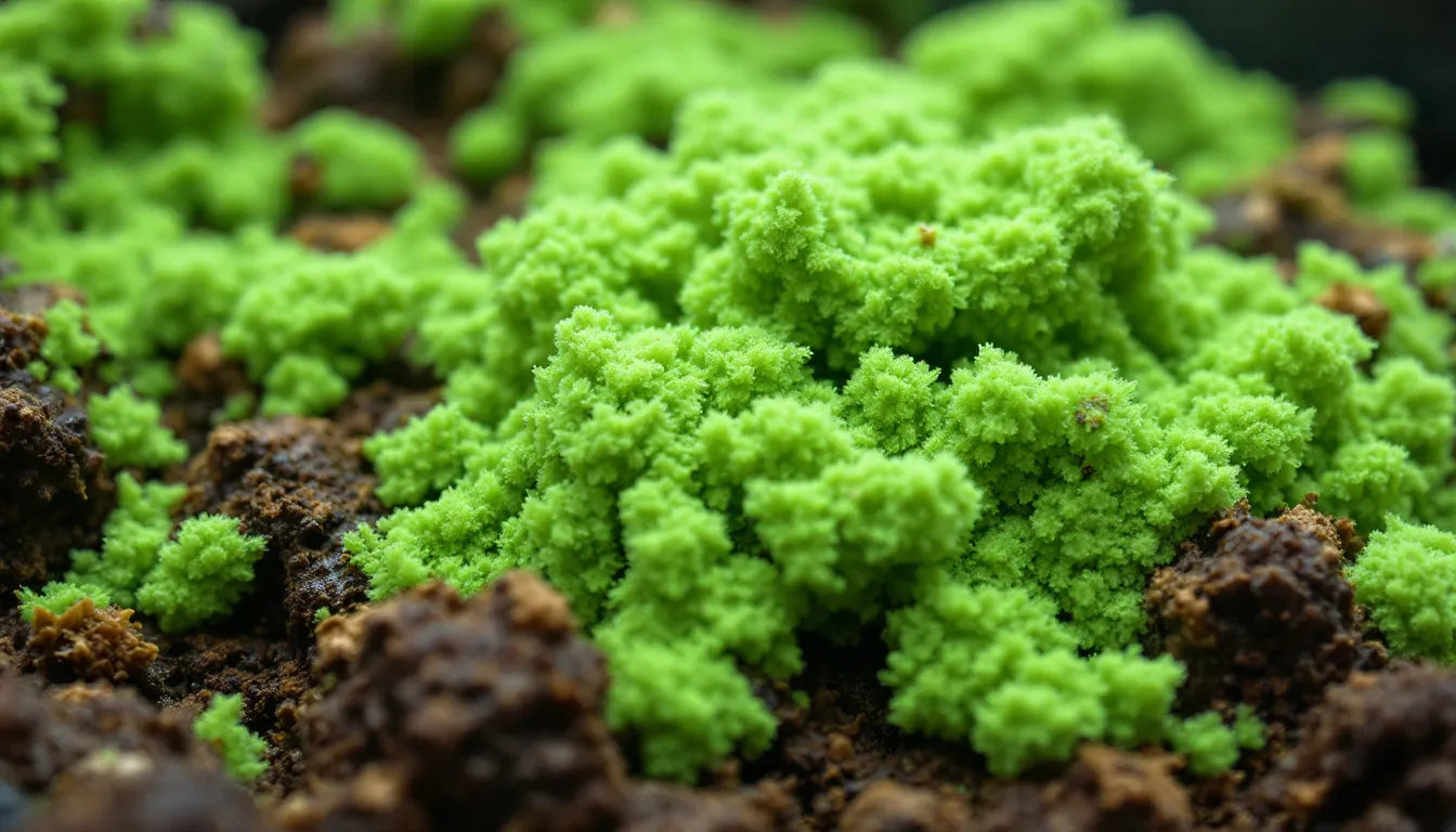 green mold contaminating mushroom substrate