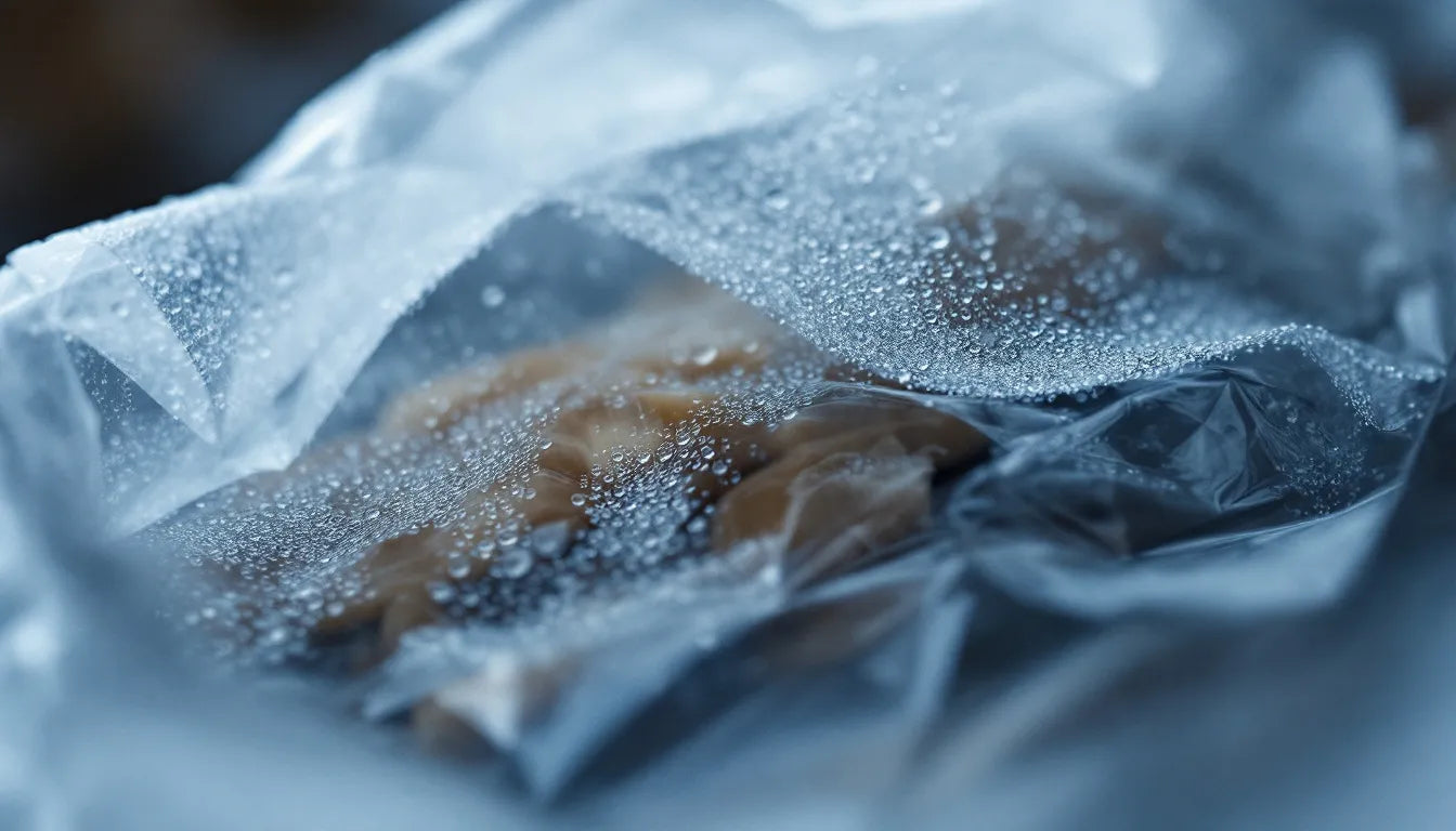 Condensation droplets inside mushroom grow bag