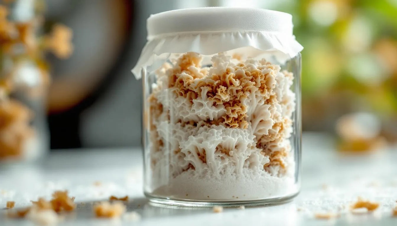 A mushroom incubation jar with micropore tape for air exchange