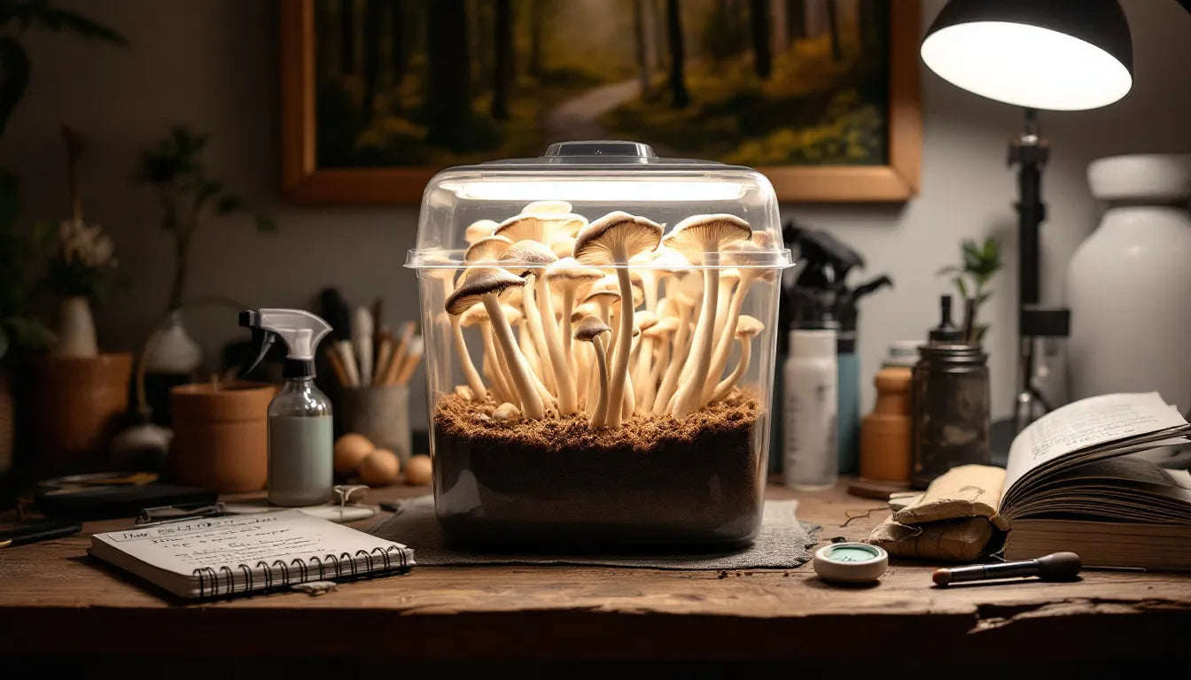 home mushroom grow kit with king trumpet mushrooms