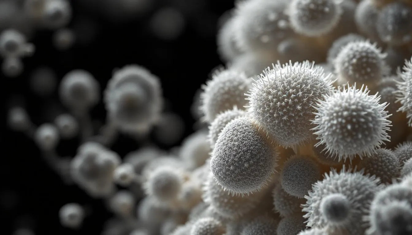 Microscopic view of fungal spores associated with cotton mildew