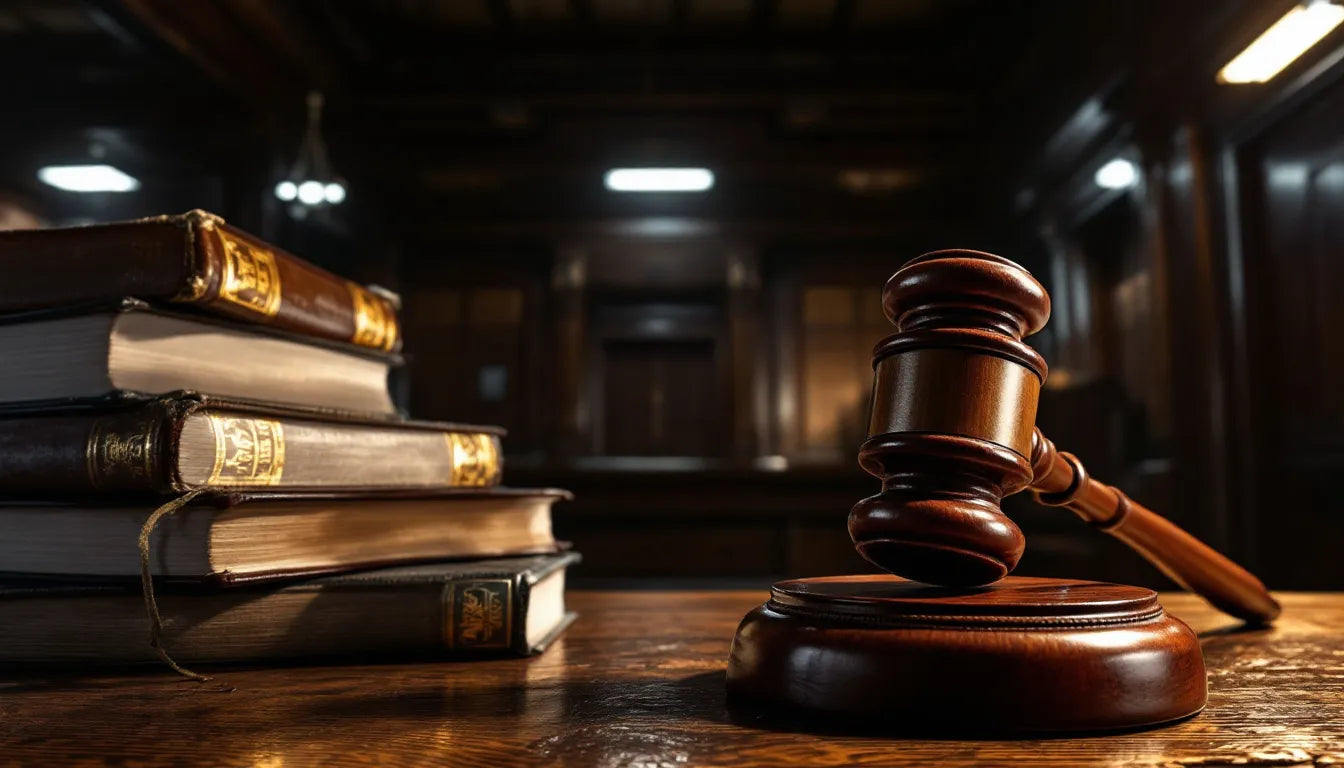 Law books and a judge’s gavel on a desk