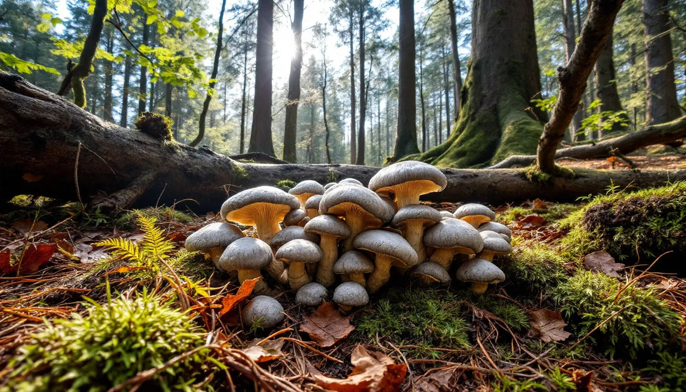 Chaga mushroom chunks in snowy forest