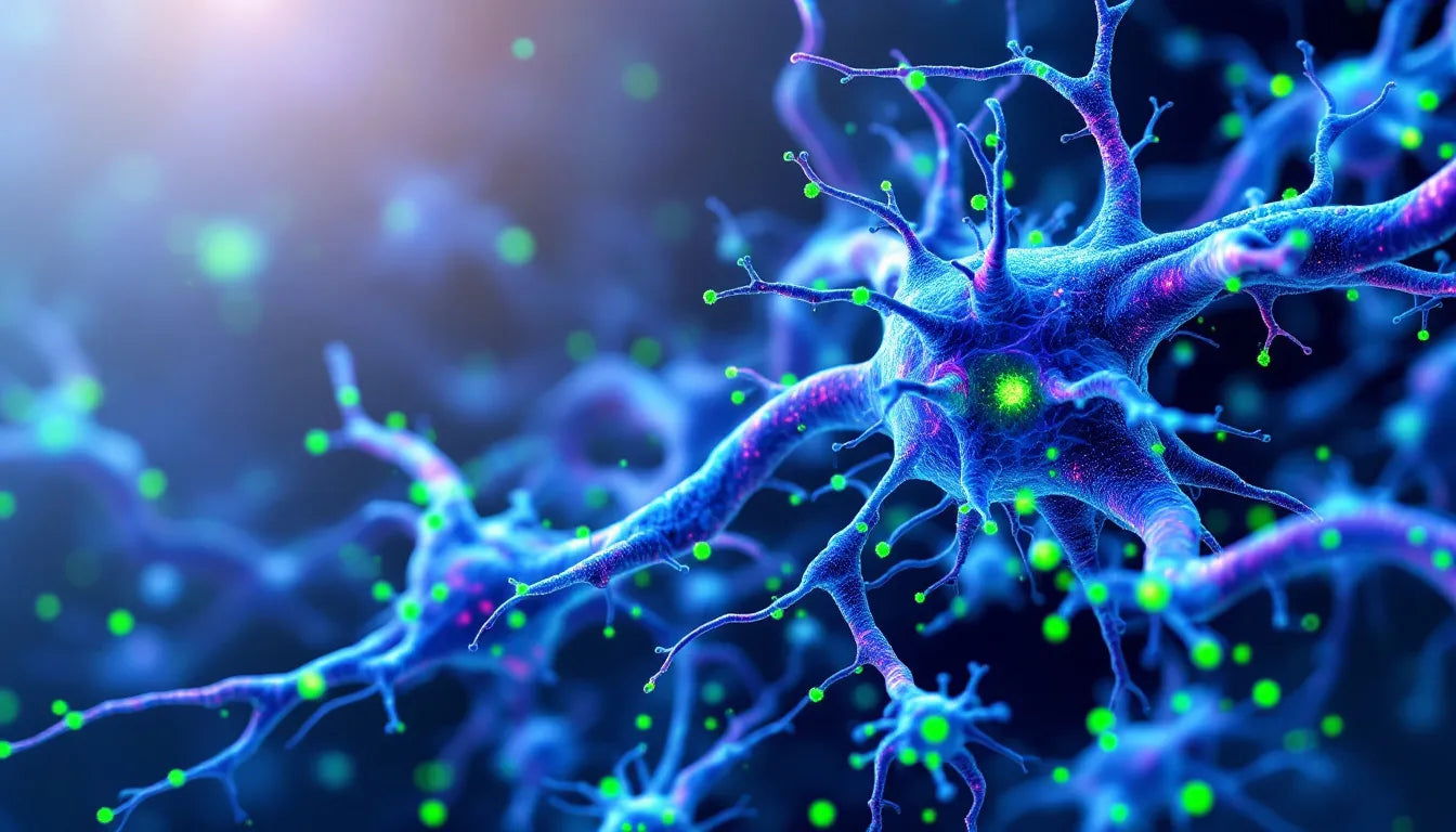 A highly detailed 3D visualization of neural networks in the human brain.